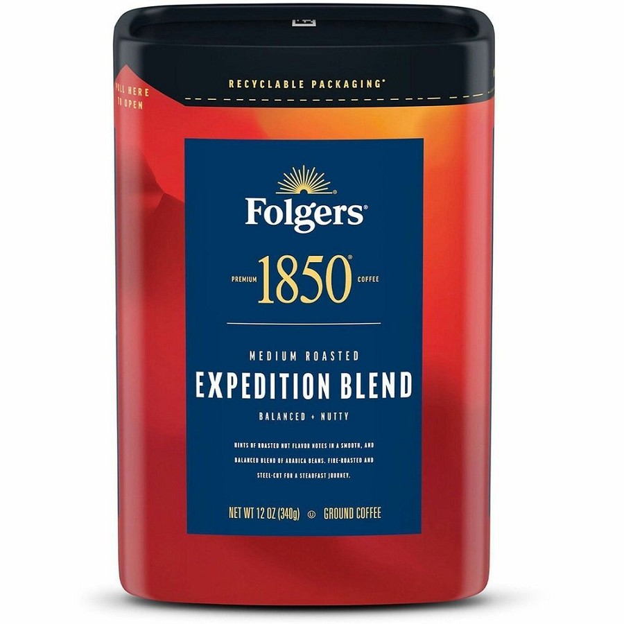 Folgers Ground 1850 Expedition Blend Coffee - Medium - 2 oz - Ground - Pioneer, Expedition Blend - 6 / Carton 