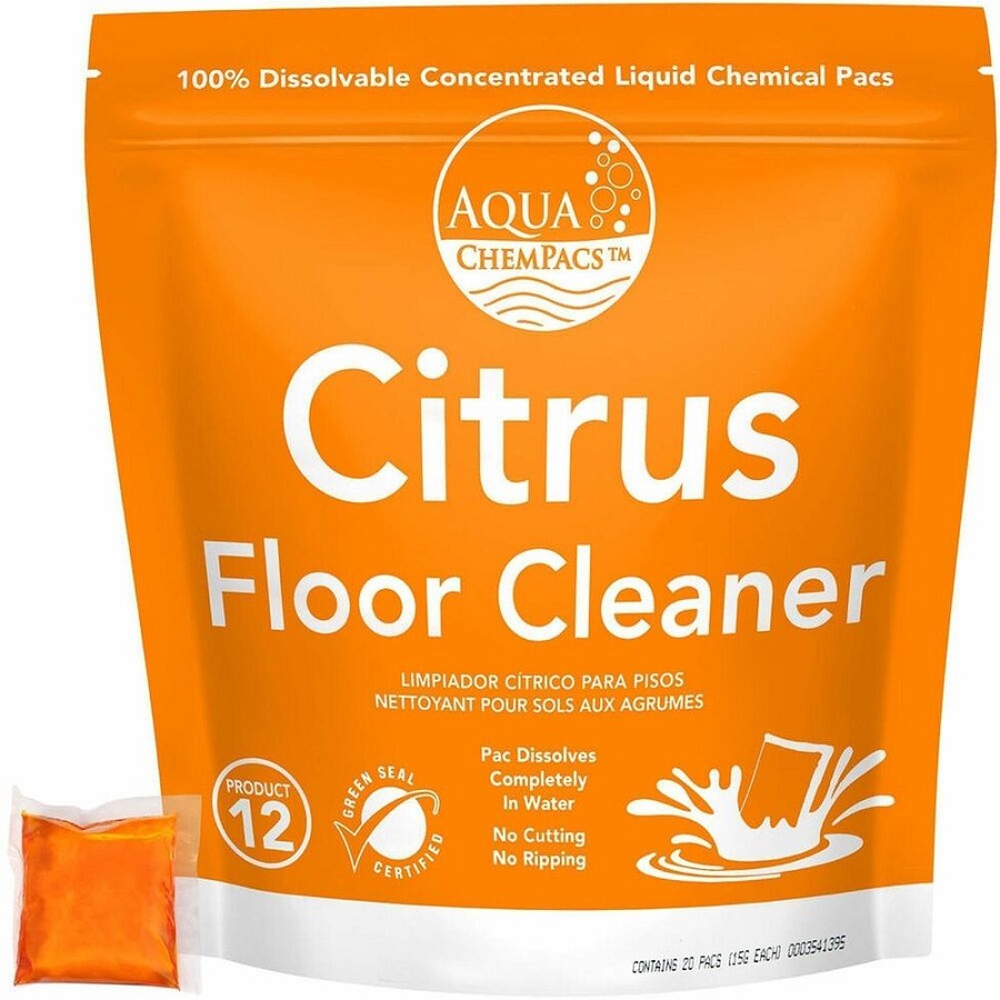Diversey Citrus Floor Cleaner, 1x 100ea - For Floor, Wall, Counter, Equipment, Painted Surface - Concentrate - Liquid - 0.53 oz (0.03 lb) - Citrus Scent - Recommended For: Dirt Remover, Grease Remover, Grime Remover - Film-free - Orange - 1 Carton 