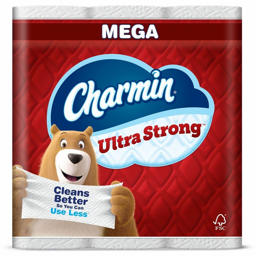Charmin Mega Roll Bath Tissue - 2 Ply - Mega - 220 Sheets/Roll - Diamond-Weave Texture - White - Paper - 24 / Carton 