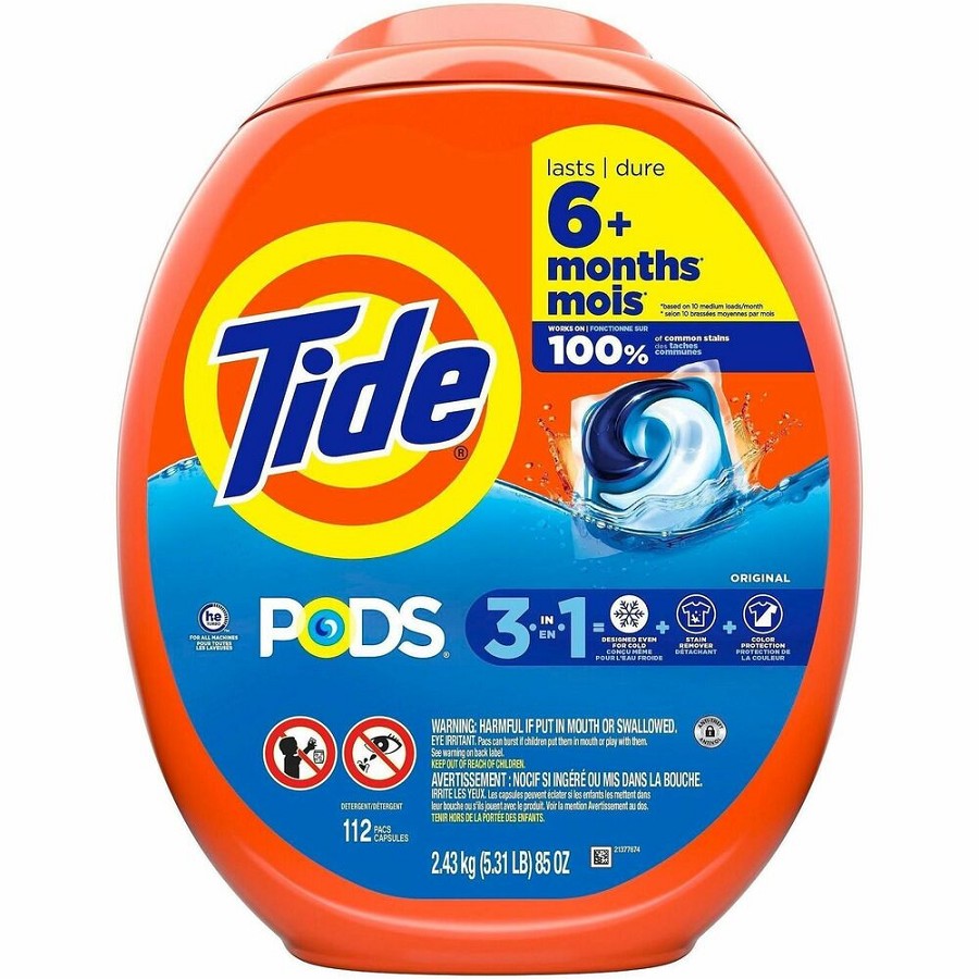 Tide Pods Laundry Detergent - For Laundry, Washing Machine, Clothes, Fabric - Concentrate - Pod - Original Fresh Scent - Recommended For: Stain Remover, Odor Remover, Food Remover, Grass Remover, Grease Remover, Oil-Based Soil Remover, Organic Matter Remo 