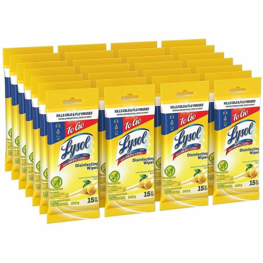 Lysol Disinfecting Wipes - For Multi Surface, Multipurpose - Ready-To-Use - Wipe - Lemon & Lime Blossom Scent - Recommended For: Virus Remover, Bacteria Remover, Allergen Remover, Fungi Remover, Dust Mite Remover, Debris Remover, Pet Dander Remover, Polle 