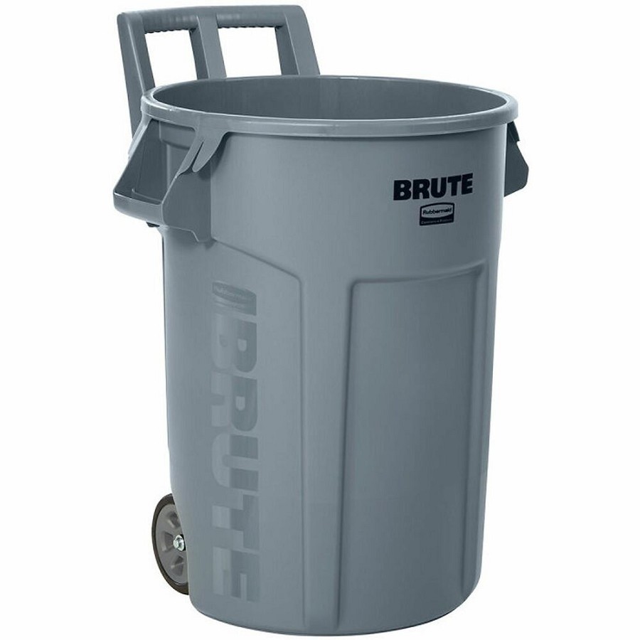 Rubbermaid Commercial Vented Wheeled Brute Container - 32 gal Capacity - For Commercial - Vented, Wheels, UV Resistant, Durable, Ergonomic Handle - 34' Height x 26.1' Width x 26.5' Depth - Resin - Gray - 1 Each 
