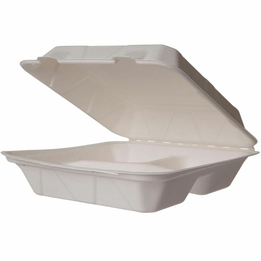 Vegware Compostable Takeout Containers - Food Storage, Salad - Natural - Molded Fiber Body - 200 / Carton 