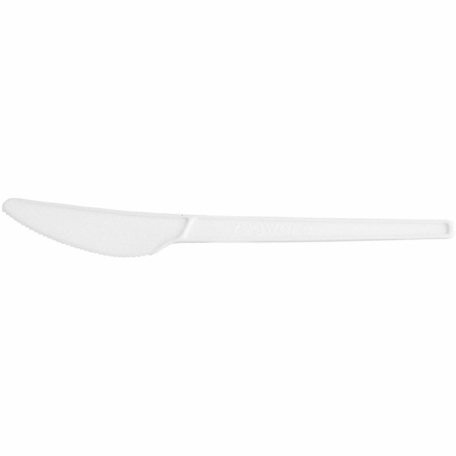 Vegware CPLA Cutlery - Knife - Knife - Crystallized Polylactic Acid (CPLA) - White - 1000 / Carton 