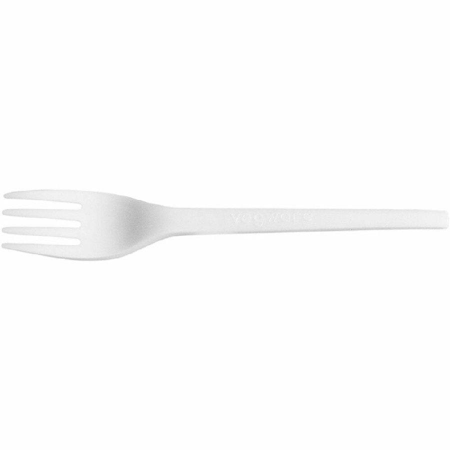 Vegware CPLA Cutlery - Fork - Fork - Matte - Crystallized Polylactic Acid (CPLA) - White - 1000 / Carton 