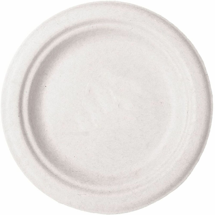 Vegware Sugarcane Plates - Food - 6' Diameter - Natural - Sugarcane, Molded Fiber Body - 1000 / Carton 