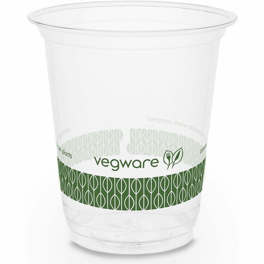 Vegware PLA Cold Cups - 7 fl oz - Clear, Green - Polylactic Acid (PLA) - Cold, Cold Drink, Dessert, Salad - 1000 / Carton 