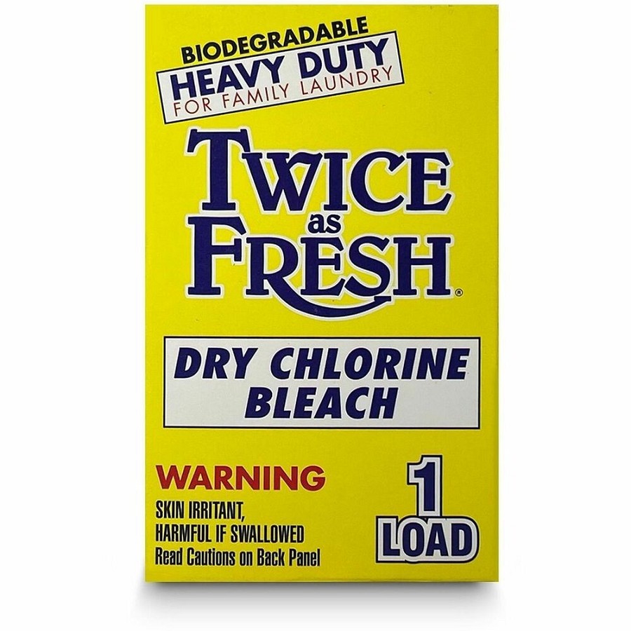 Twice as Fresh Single-Use Dry Chlorine Bleach - For Multipurpose - Powder - 1 Loads - Recommended For: Stain Remover - Heavy Duty, Phosphorous-free, Unscented, Deodorize - Yellow - 100 Box 