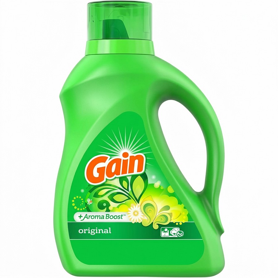 Gain Detergent with Aroma Boost - For Clothes, Washing Machine, Laundry - Liquid - 46 fl oz (1.4 quart) - Original Scent - Recommended For: Odor Remover, Stain Remover, Dirt Remover - Phosphate-free, Long Lasting - Green - 6 / Carton 