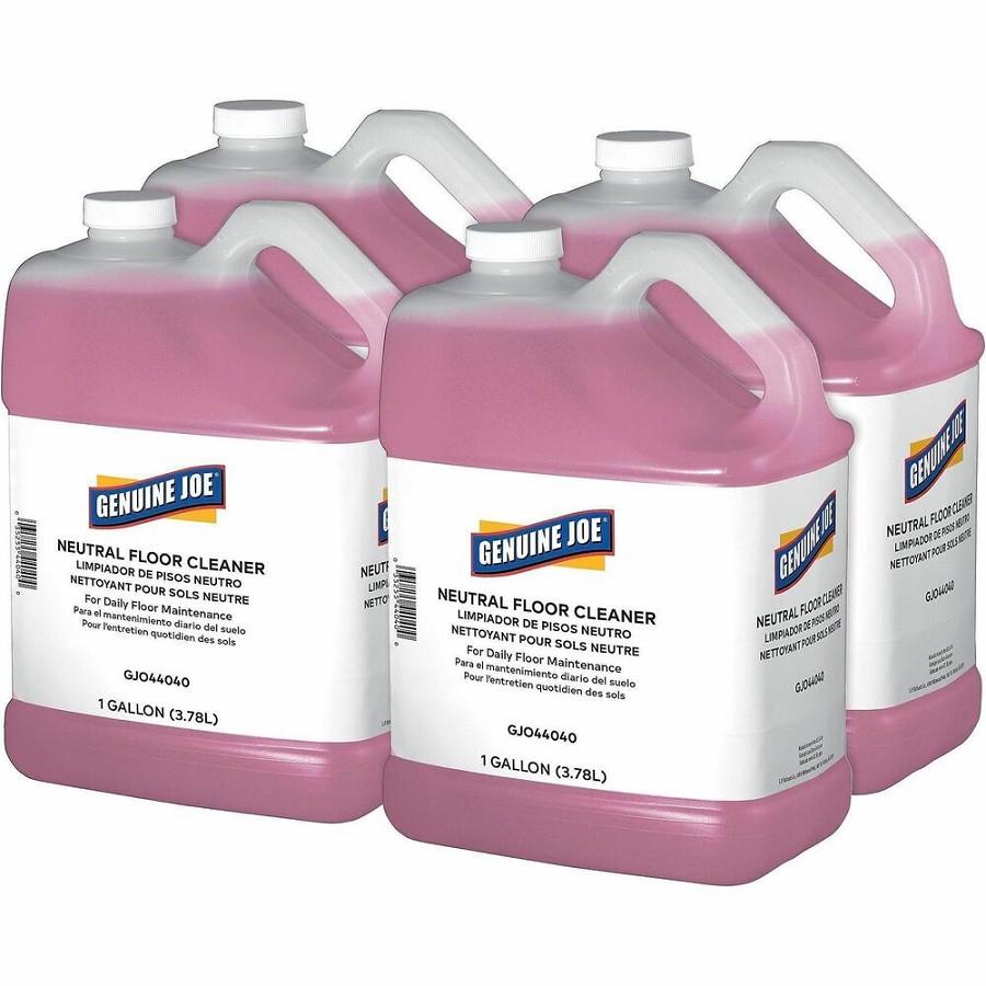 Genuine Joe Concentrated Floor Cleaner - For Floor - Concentrate - 128 fl oz (4 quart) - White - 4 / Carton 