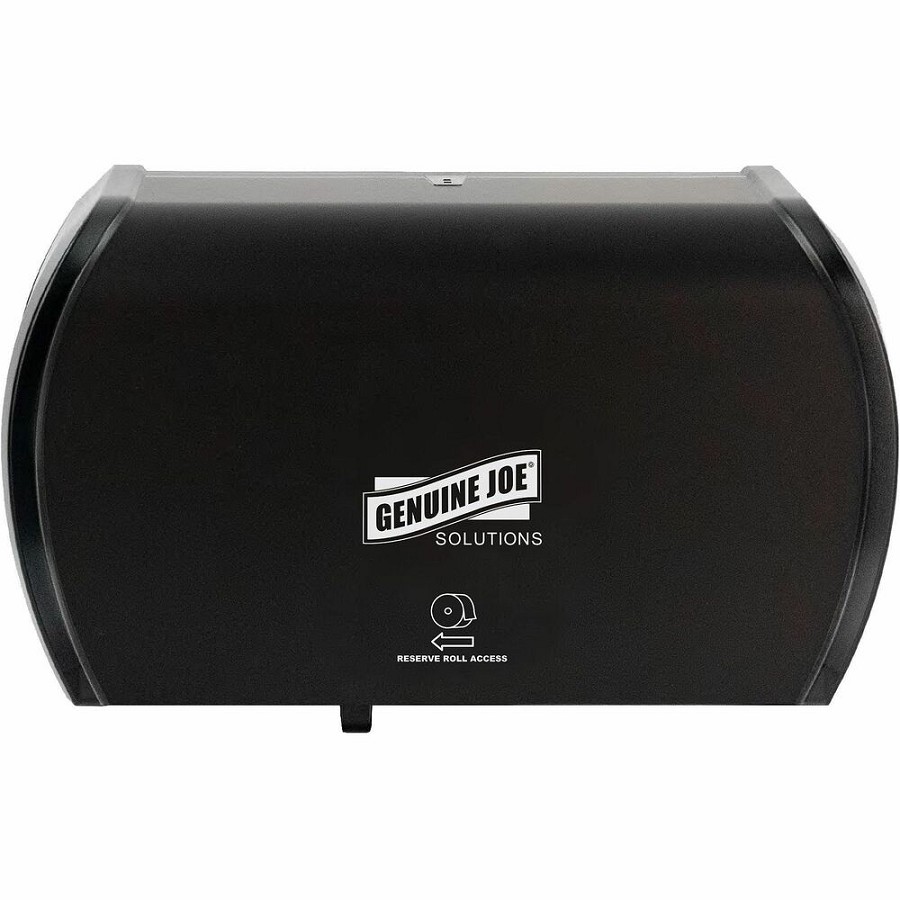 Genuine Joe Solutions Side-By-Side Bath Tissue Dispenser - Black - 1 Each 