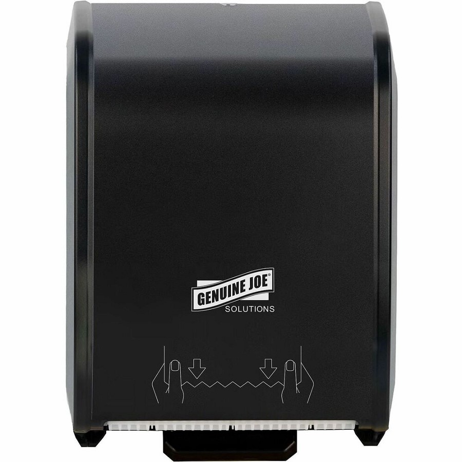Genuine Joe Solutions Touchless Manual Towel Dispenser - Black - Touch-free, Refillable - 1 Each 