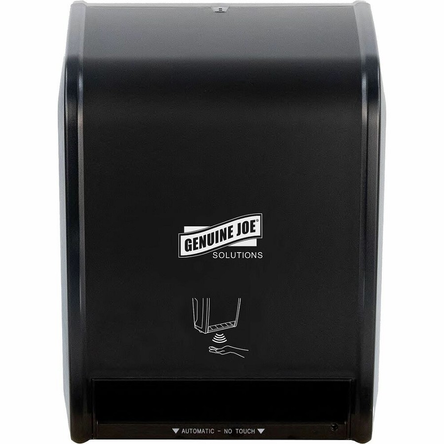 Genuine Joe Solutions Touchless Electronic Towel Dispenser - Black - Touch-free, Anti-bacterial - 1 Each 
