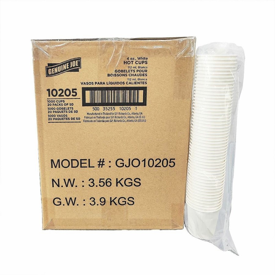 Genuine Joe 4oz Hot-and-Cold Beverage Cups - 4 fl oz - White - Polyethylene - Beverage, Cold, Hot Drink, Breakroom, Coffee, Tea, Hot Chocolate - 20 / Carton 