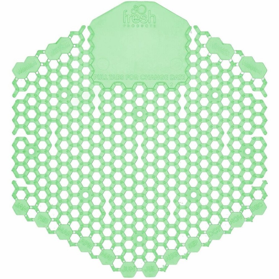 Fresh Products Wave 3D Urinal Screen - Lasts upto 30 Days - Odor Neutralizer, Dual Sided Design, Anti-splash - 6 / Carton - Green 