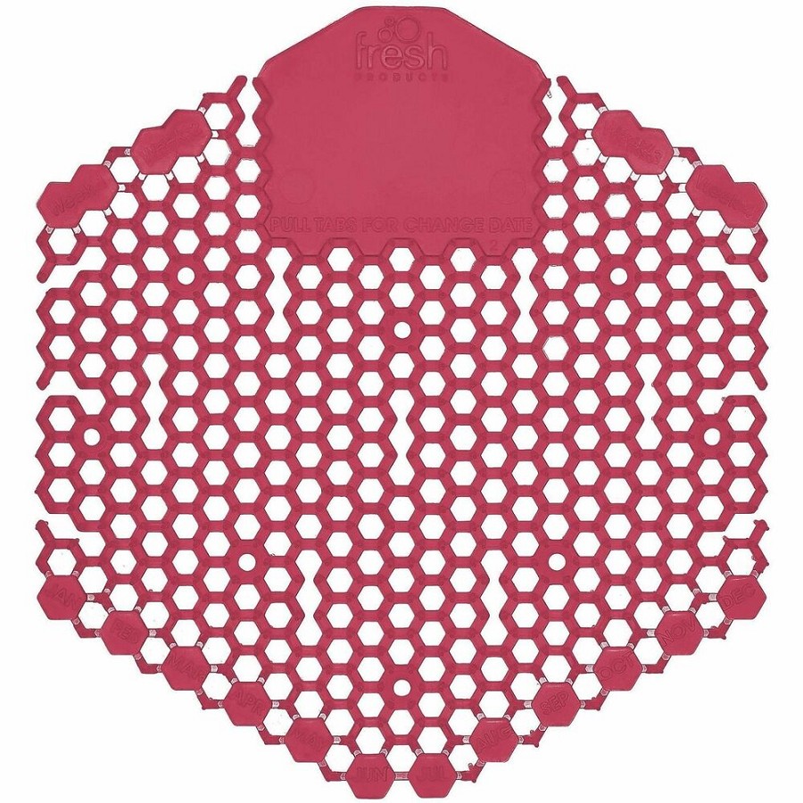 Fresh Products Wave 3D Urinal Screen - Lasts upto 30 Days - Odor Neutralizer, Dual Sided Design, Anti-splash - 6 / Carton - Dark Red 