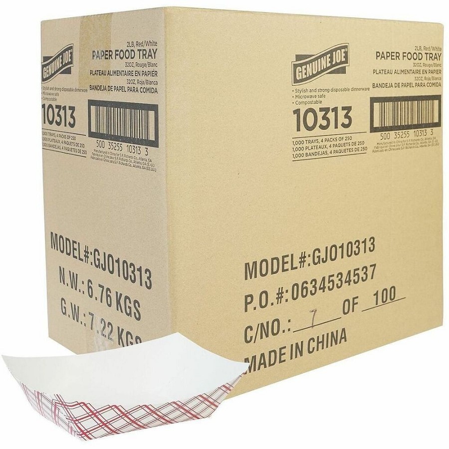 Genuine Joe Paper Food Tray - Food - Disposable - Multi - Paper Body - 1 Carton 