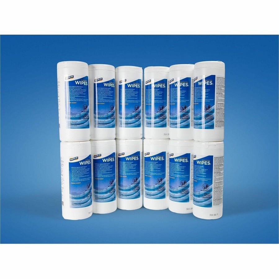 Genuine Joe Broad-Spectrum Disinfectant Wipes - For Multi Surface - Wipe - Recommended For: Bacteria Remover - Blue - 35 Wipes/Tub - 12 / Carton 