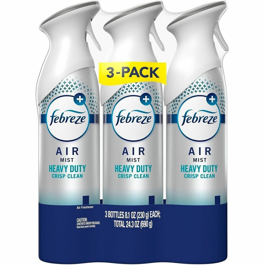 Febreze Heavy-Duty Air Freshener Spray - Spray - 8.1 fl oz (0.3 quart) - Crisp Clean - Odor Neutralizer, Heavy Duty, VOC-free - 3/Pack - 4 / Carton 