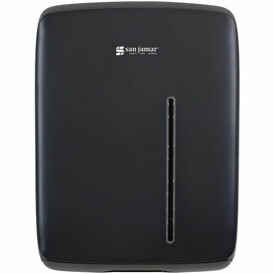 San Jamar Timeless Folded Paper Towel Dispenser - C Fold, Multifold Dispenser - 450 x Towel C Fold, 750 x Multifold - 16.1' Height x 12' Width x 5.2' Depth - Plastic - Black - Durable, Long Lasting, Easy-to-load, Contemporary Style, Wall Mountable, Key Lo 