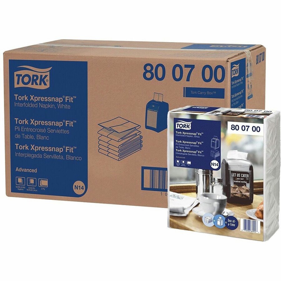 TORK Xpressnap Fit Dispenser Napkins - 2 Ply - Multifold Z - 6.50' Width x 8.40' Length - 4320 Sheets/Roll - White - 720 Napkins/Pack - 6 / Carton 