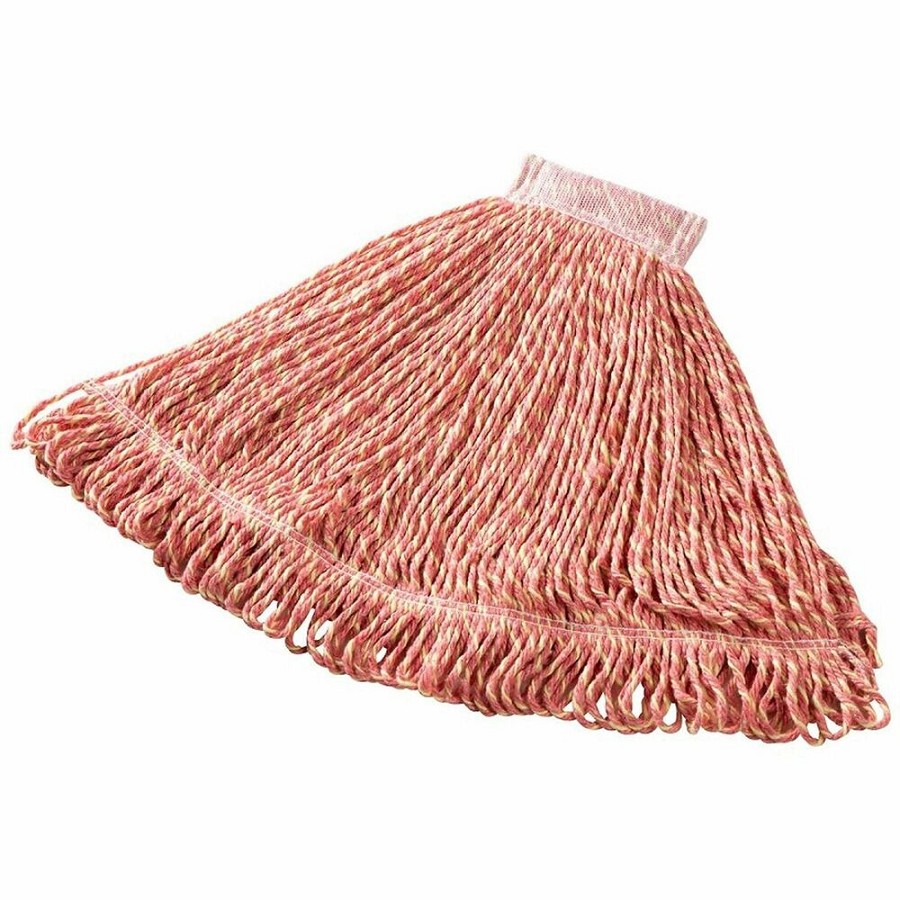 Rubbermaid Commercial 5' Headband Large Blend Mop - Large - 6' Width x 0.9' Length - Cut Ends, 4-ply Yarn, Absorbent, Headband, Durable, Launderable, Looped Ends, Tailband - Cotton, Synthetic, Mesh, Synthetic Yarn - Red - 8 lb - 1 Each 