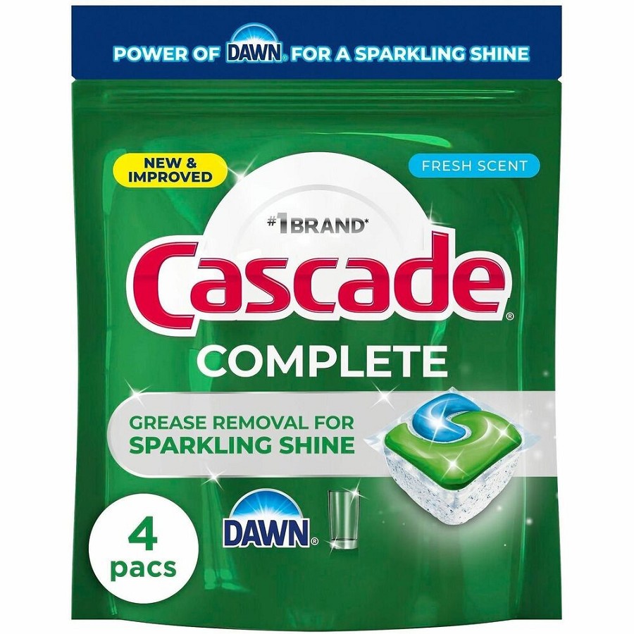 Cascade Complete ActionPacs - For Dish, Dishwasher - Pod - Fresh Scent - Recommended For: Residue Remover, Grease Remover, Food Remover, Grime Remover, Baked-on Food Remover, Spot Remover - Phosphate-free, Kosher - Green - 30 / Carton 