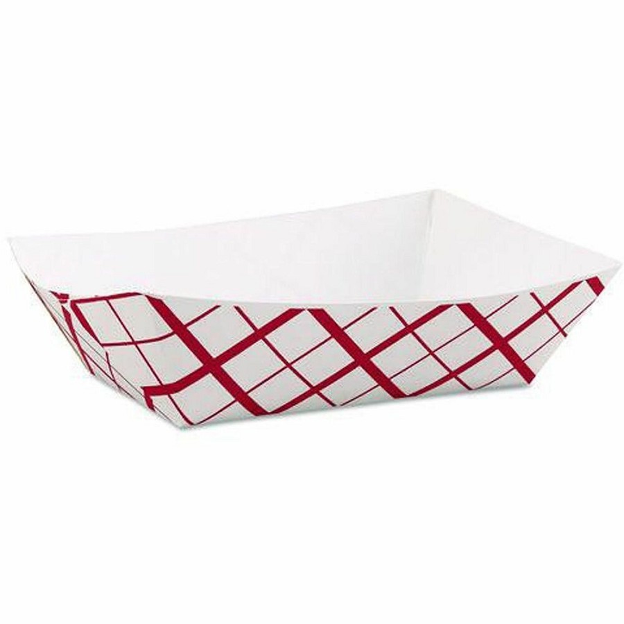 Southland 3lb. Paperboard Food Trays - Food, Serving, Coffee - White, Red - Paperboard Body - 500 / Carton 