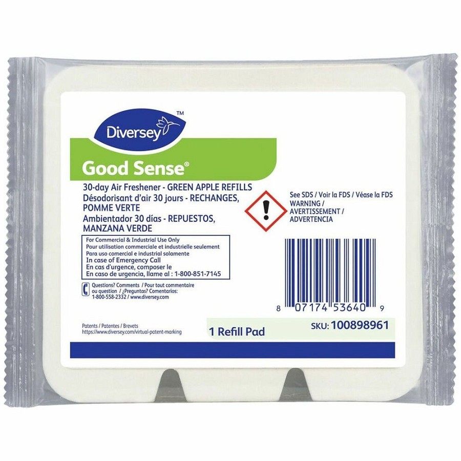 Diversey GoodSense 30Day Air Freshener Refills - Pad - 0.6 fl oz (0 quart) - Green Apple - 30 Day - Odor Neutralizer - 12 Refills/Pack - 1 Carton 