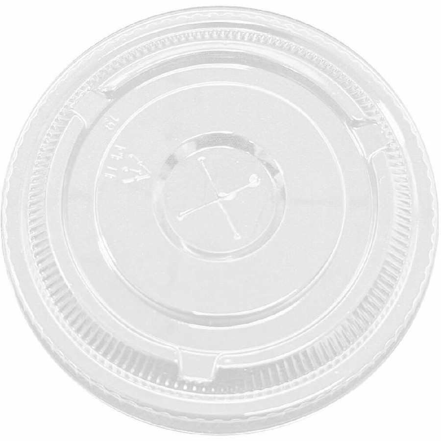 Genuine Joe Lids for Plastic Cold Cups - Polyethylene Terephthalate (PET) - Clear - 1000 Lids/Box - 1 Carton 