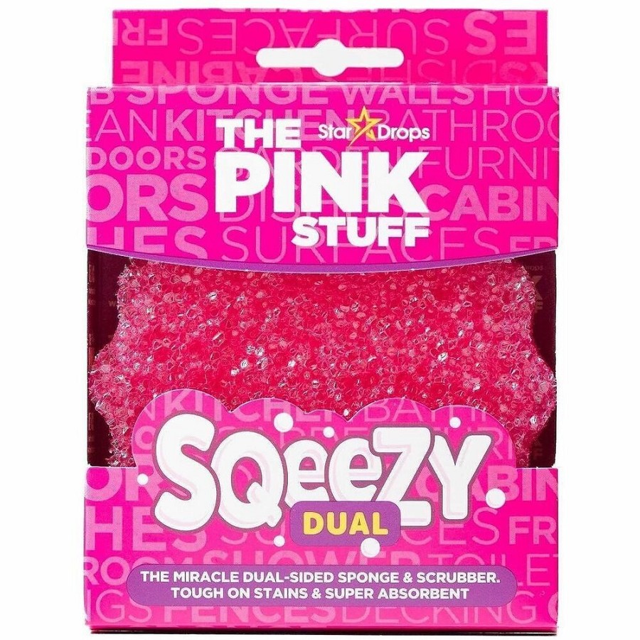 The Pink Stuff Sqeezy Dual Sided Sponge & Scrubber - 12 / Carton - Pink 