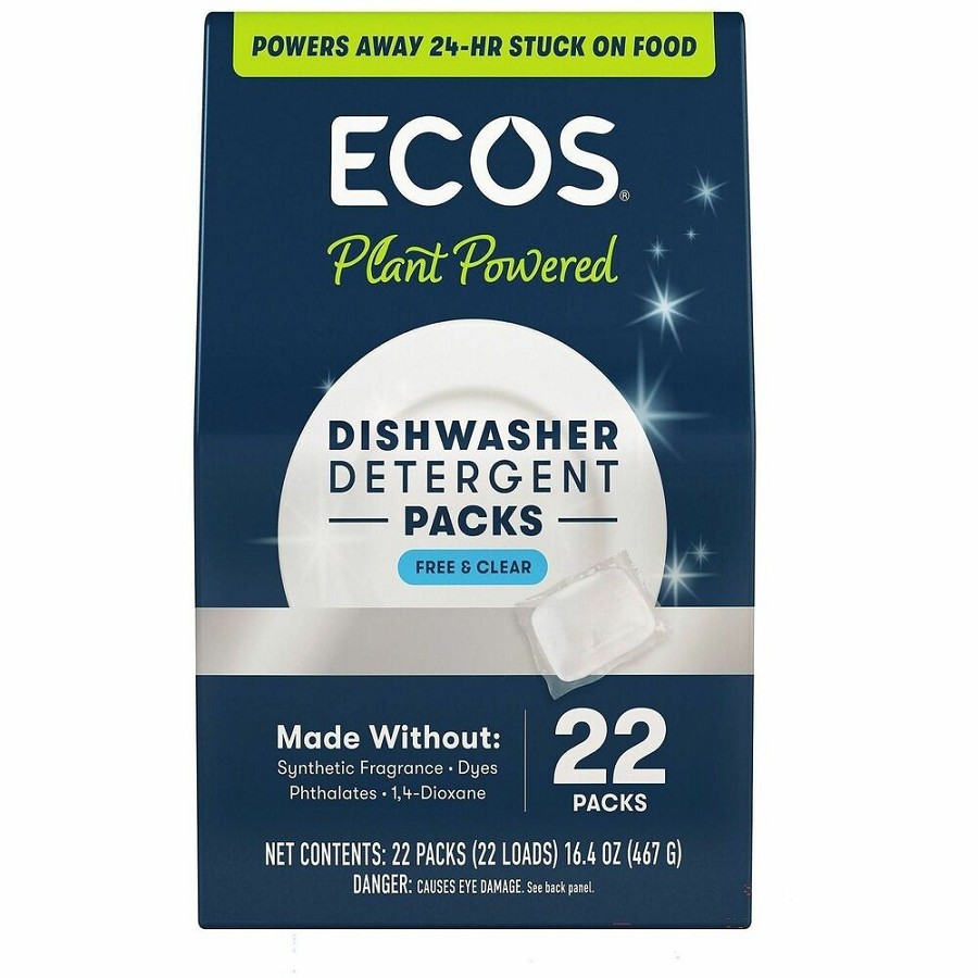 ECOS PRO Dishwasher Detergent Packs - For Dishwasher - Powder - Free & Clear Scent - Recommended For: Food Remover, Grease Remover, Grime Remover, Stain Remover - No-rinse, Dye-free, Phthalate-free, Cruelty-free - White - 22 Packs/Box - 6 / Carton 