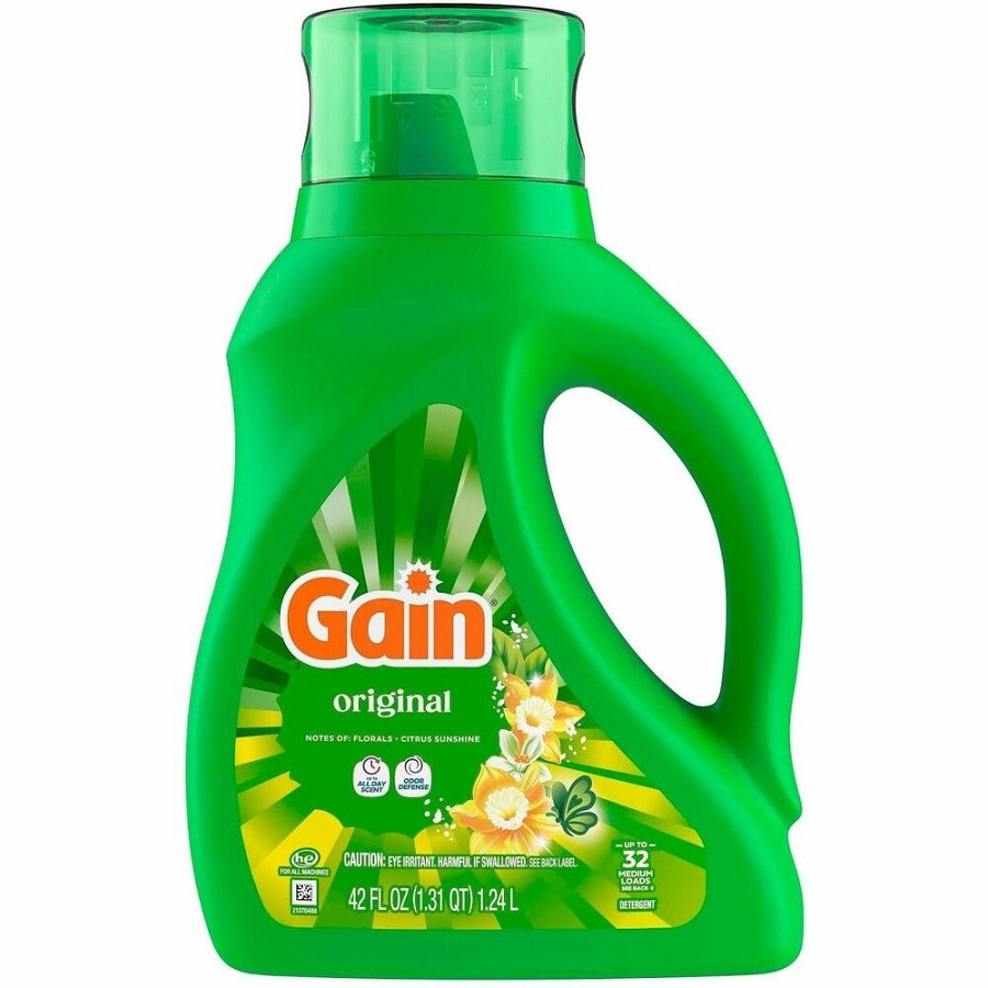Gain Original Laundry Detergent - For Laundry, Washing Machine - Liquid - 42 fl oz (1.3 quart) - Original Scent - 32 Loads - Recommended For: Dirt Remover - Odor Neutralizer, Long Lasting - Green6 / Carton 