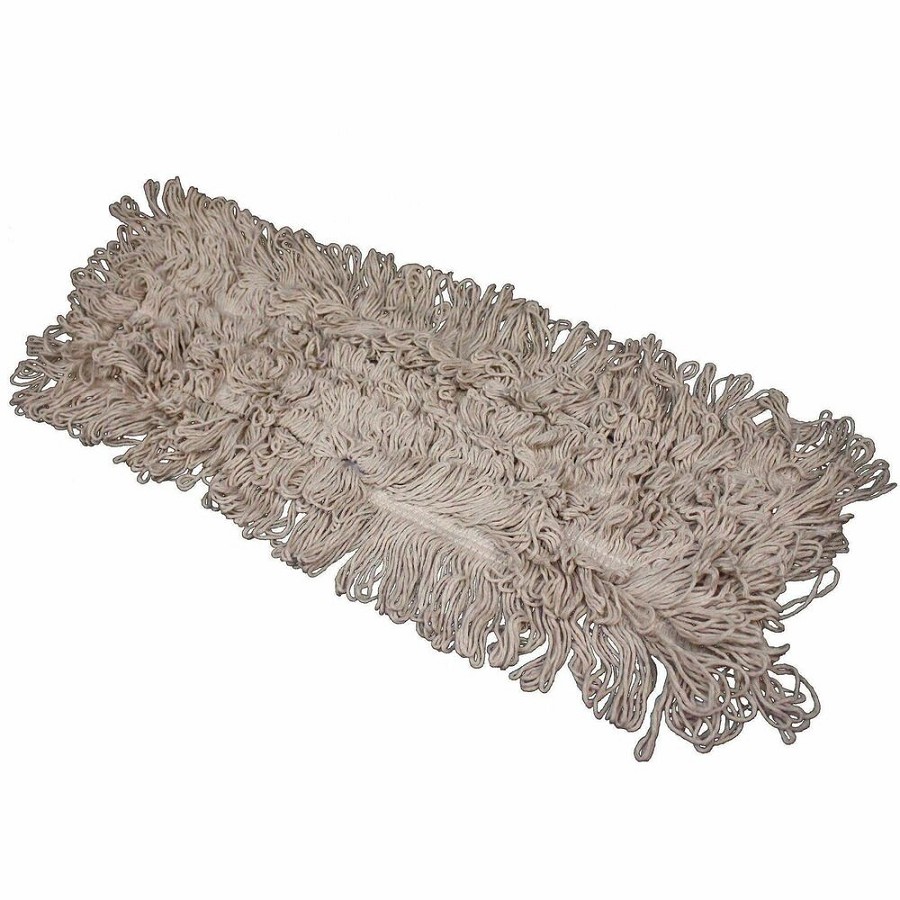 Genuine Joe Looped-End Dust Mop - Cotton Head - Looped Ends - White - 1 Carton 
