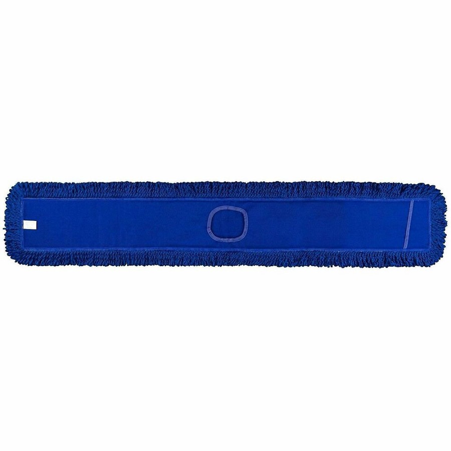 Genuine Joe Fringed Dust Mops - Looped Ends, Machine Washable, Reusable, Launderable - Blue - 1 Carton 