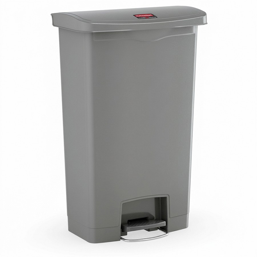 Rubbermaid Commercial Streamline 18 Gal Step-On Resin Front Step Gray - Step-on Opening - 18 gal Capacity - Rectangular - Touchless/Manual - Durable, Hinged, Foot Pedal, Smooth, Contoured Edge, Easy to Clean, Liner Retainer Band - 31.9' Height x 13' Width 