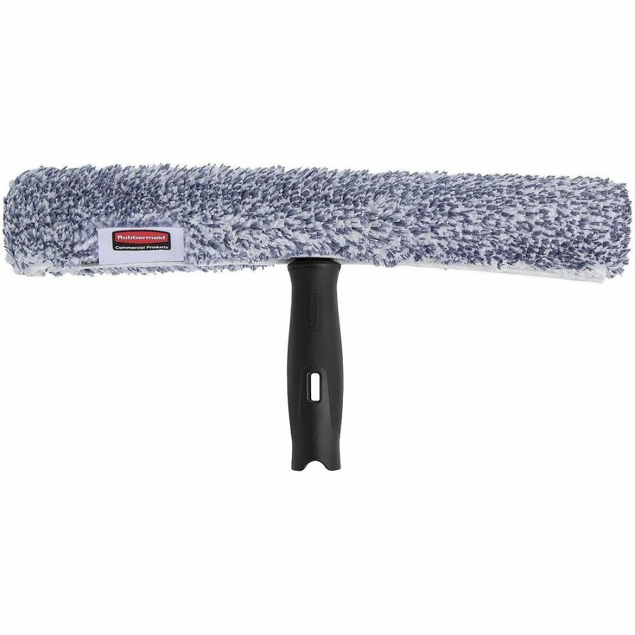 Rubbermaid Commercial HYGEN Microfiber Glass Washer - 1.5' Height x 7.1' Width x 14.8' Length - Streak-free, Absorbent, Durable, Ergonomic Handle, Reusable, Washable - Compatible with Glass - Black - 1Each 
