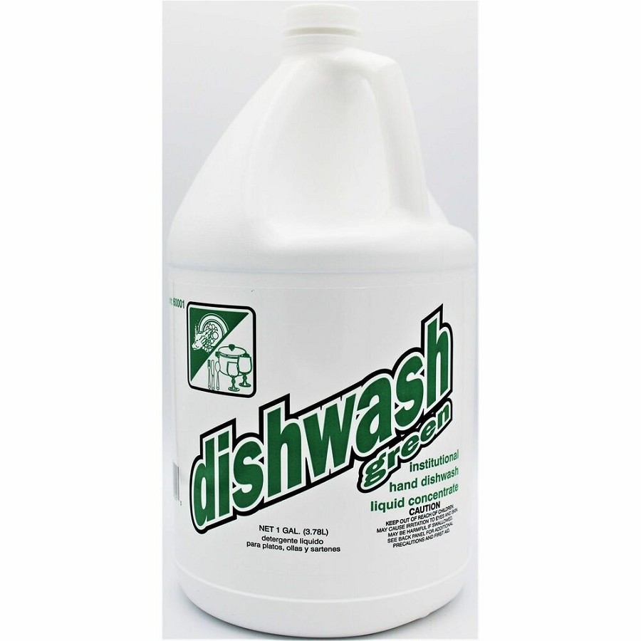 Genuine Joe Dishwash Green Liquid Dish Soap - For Multipurpose - Concentrate - Liquid - 128 fl oz (4 quart) - Pleasant Scent - Recommended For: Grease Remover, Baked-on Food Remover - Green 