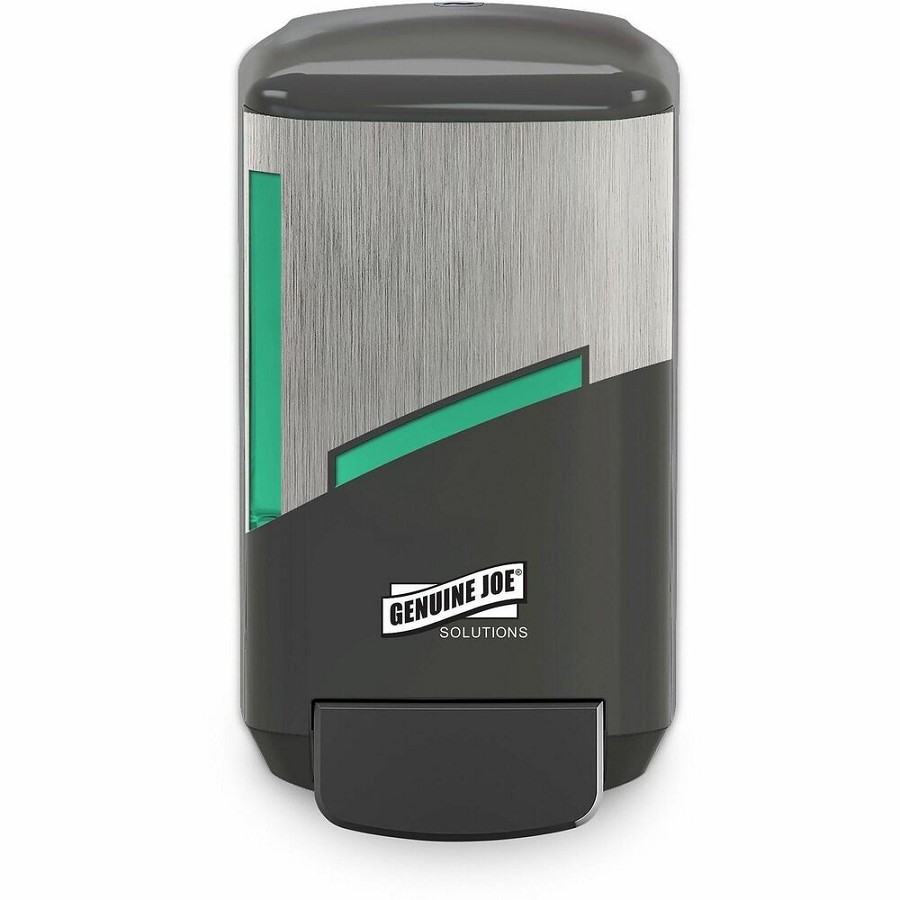 Genuine Joe Genuine Joe Solutions Soap Dispenser - Manual - 1.32 quart Capacity - Refill Indicator, Easy to Use, Push Button - Graphite 6 / Carton 