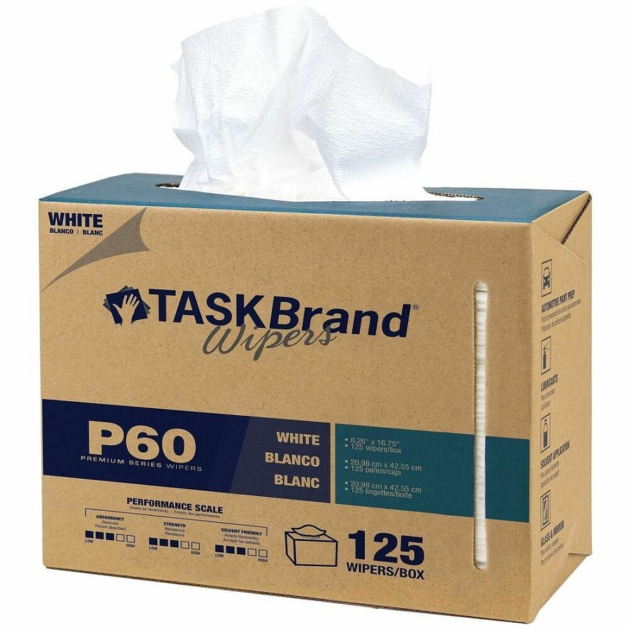 Genuine Joe Hydroknit Towel Wipers - For Multipurpose - Low Linting, Absorbent, Solvent Resistant, Versatile - White - 125/Box - 1 Carton 
