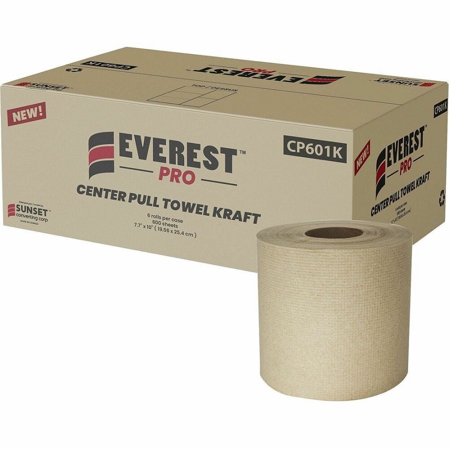 Everest Center-Pull Paper Towels - 2 Ply - 600 Sheets/Roll - Natural - Paper, Kraft 