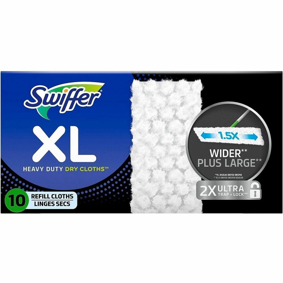 Swiffer Max Dry Cloth Refills - Disposable, Residue-free, Unscented, Heavy Duty - Cloth - White - 10 / Carton 
