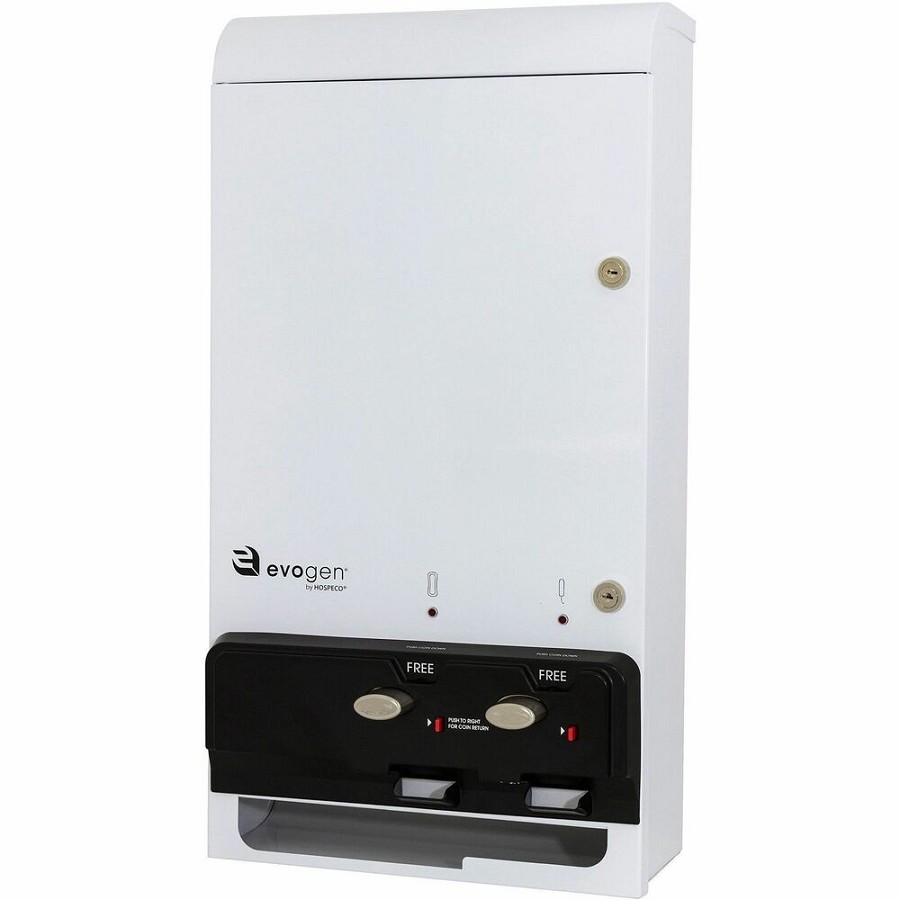 Hospeco Evogen Sanitary Napkin/Tampon Dispenser - 26' Height x 14' Width x 5.1' Depth - White - Bamboo - 1 Carton 
