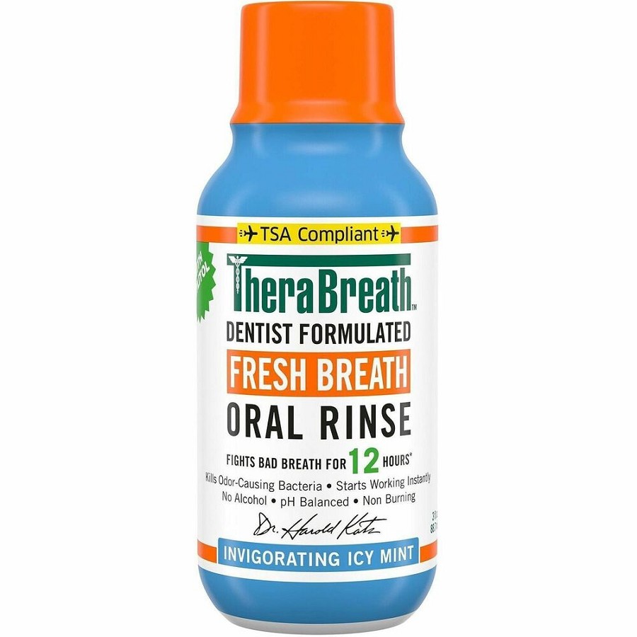 TheraBreath Fresh Breath Oral Rinse - For Mouthwash, Bad Breath - Icy Mint - 3 fl oz Bottle - 1 Each 