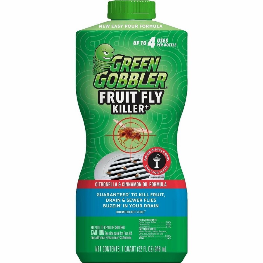 Green Gobbler Fruit Fly Killer - Gel - Kills Fruit Fly, Drain Fly - 1 quart - Green - 6 / Carton 