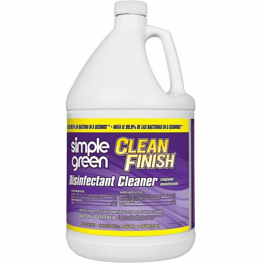 Simple Green Clean Finish Disinfectant Cleaner - For Hard Surface, Nonporous Surface - 128 fl oz (4 quart) - Recommended For: Bacteria Remover, Dirt Remover, Grime Remover - Deodorize - Green 