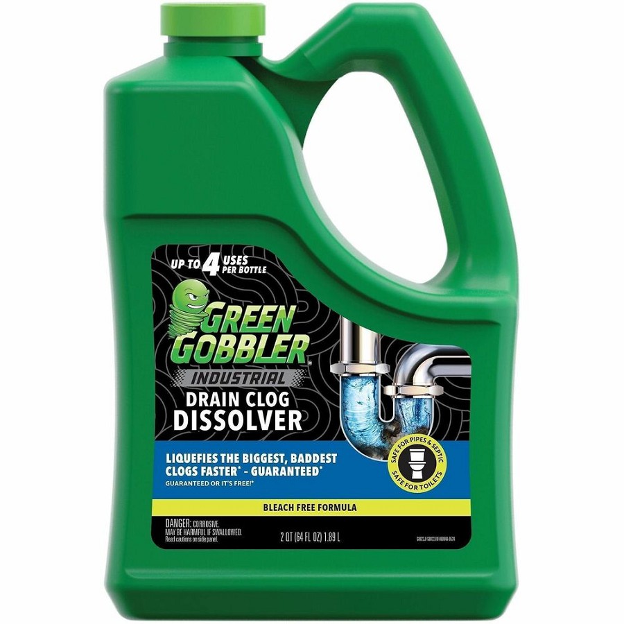 Green Gobbler Industrial Drain Clog Dissolver - For Toilet, Sink, Shower, Tub, Multipurpose - Gel - 64 fl oz (2 quart) - Recommended For: Hair Remover, Grease Remover, Paper Remover, Hard Water Deposit Remover, Mineral Deposit Remover, Soap Scum Remover, 