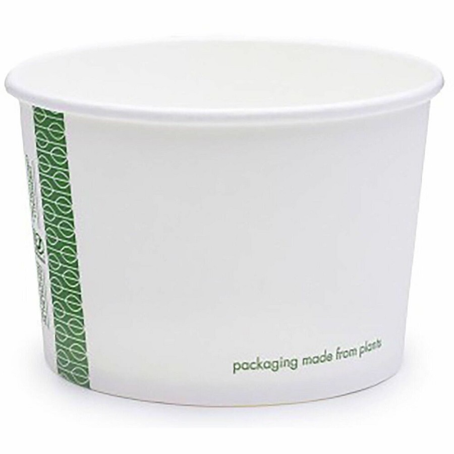 Vegware 8oz Soup Container, 90-Series - Soup, Storing, Ice Cream - White - PLA-lined Paper, Paperboard Body - 50 / Pack 