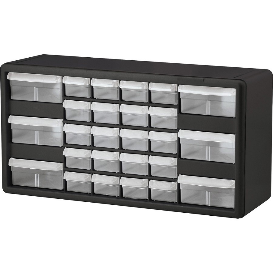 Akro-Mils 26-Drawer Stackable Cabinet - 26 Compartment(s) - 10.34' Height x 20' Width x 6.37' Depth - Unbreakable, Stackable, Finger Grip - Black - Polymer, Plastic - 1 Each 