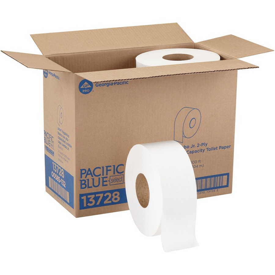 Pacific Blue Select Jumbo Jr. Toilet Paper - 2 Ply1000 ft Length - 9' Roll Diameter - White - 8 / Carton 